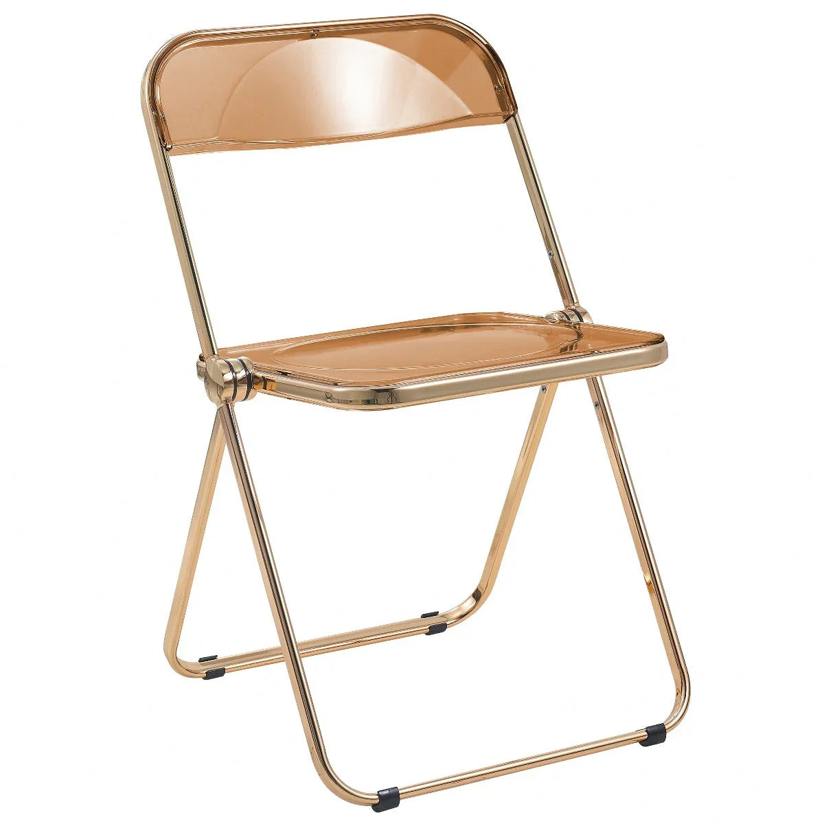 Lawrence Acrylic Folding Chair With Gold Metal Frame Set of 2 - Elax Furniture