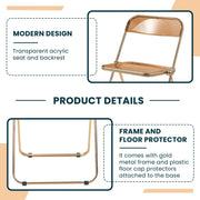Lawrence Acrylic Folding Chair With Metal Frame - Elax Furniture
