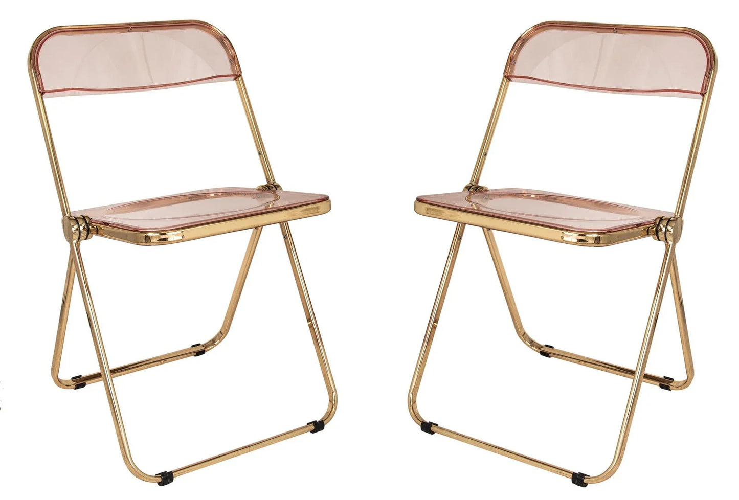 Lawrence Acrylic Folding Chair With Gold Metal Frame Set of 2 - Elax Furniture