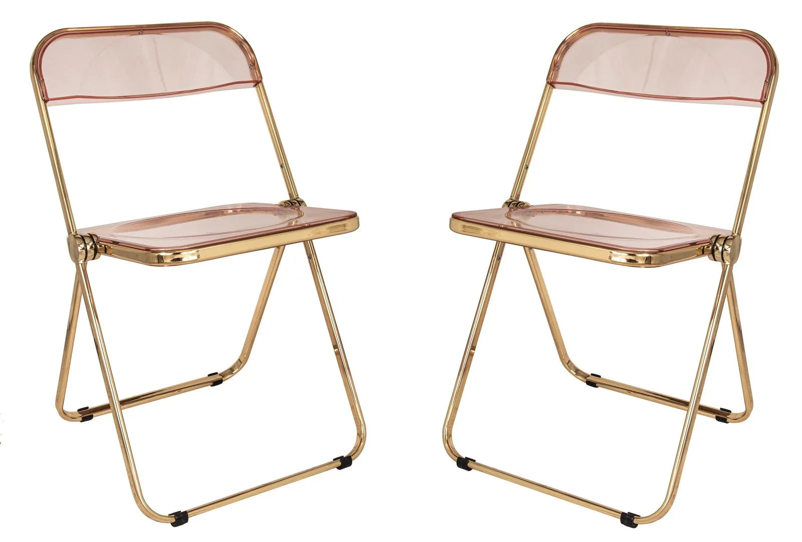Lawrence Acrylic Folding Chair With Gold Metal Frame Set of 2 - Elax Furniture