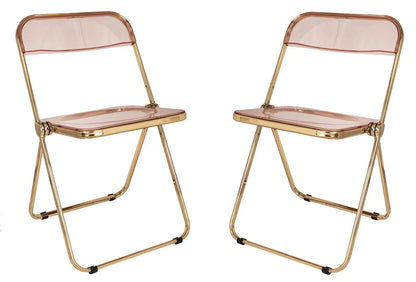 Lawrence Acrylic Folding Chair With Gold Metal Frame Set of 2 - Elax Furniture