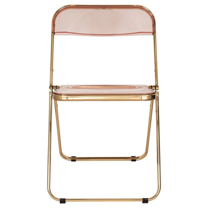 Lawrence Acrylic Folding Chair With Gold Metal Frame Set of 2 - Elax Furniture