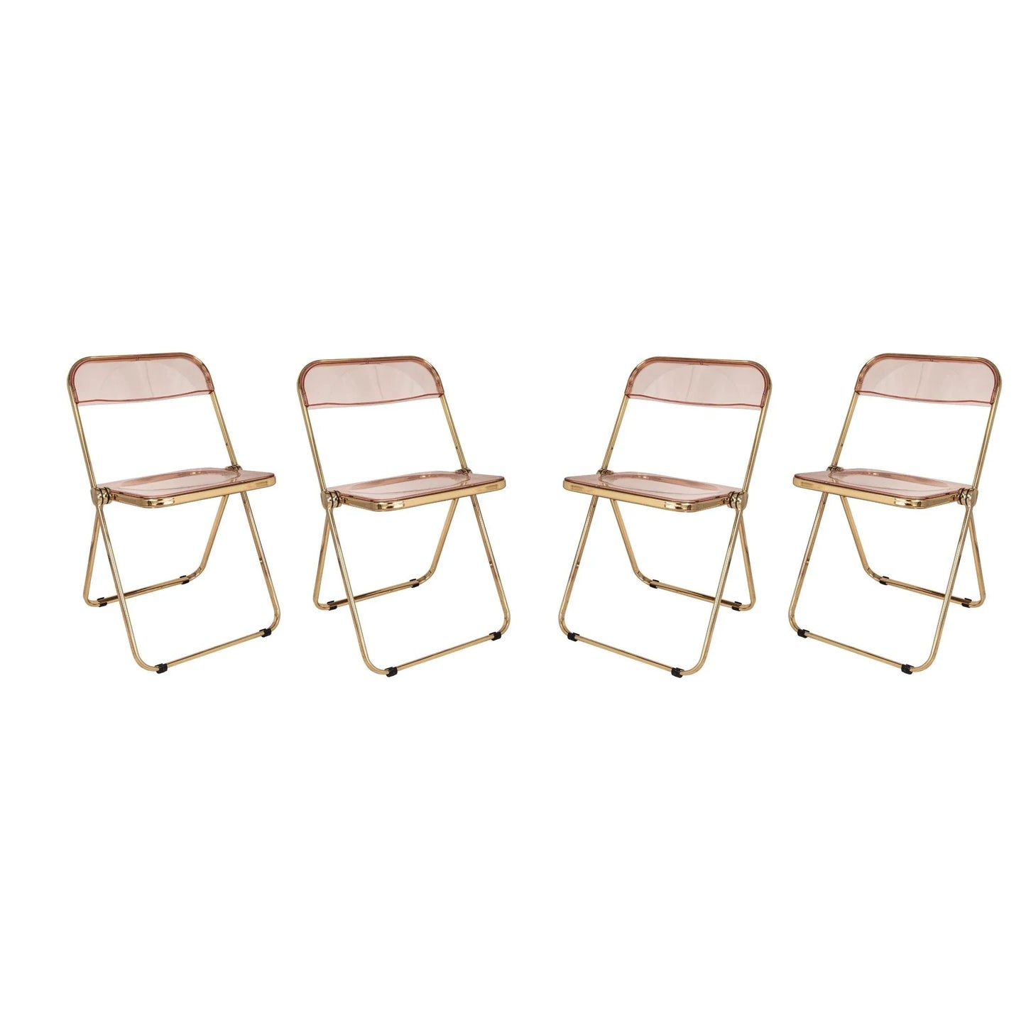 Lawrence Acrylic Folding Chair With Gold Metal Frame Set of 4 - Elax Furniture