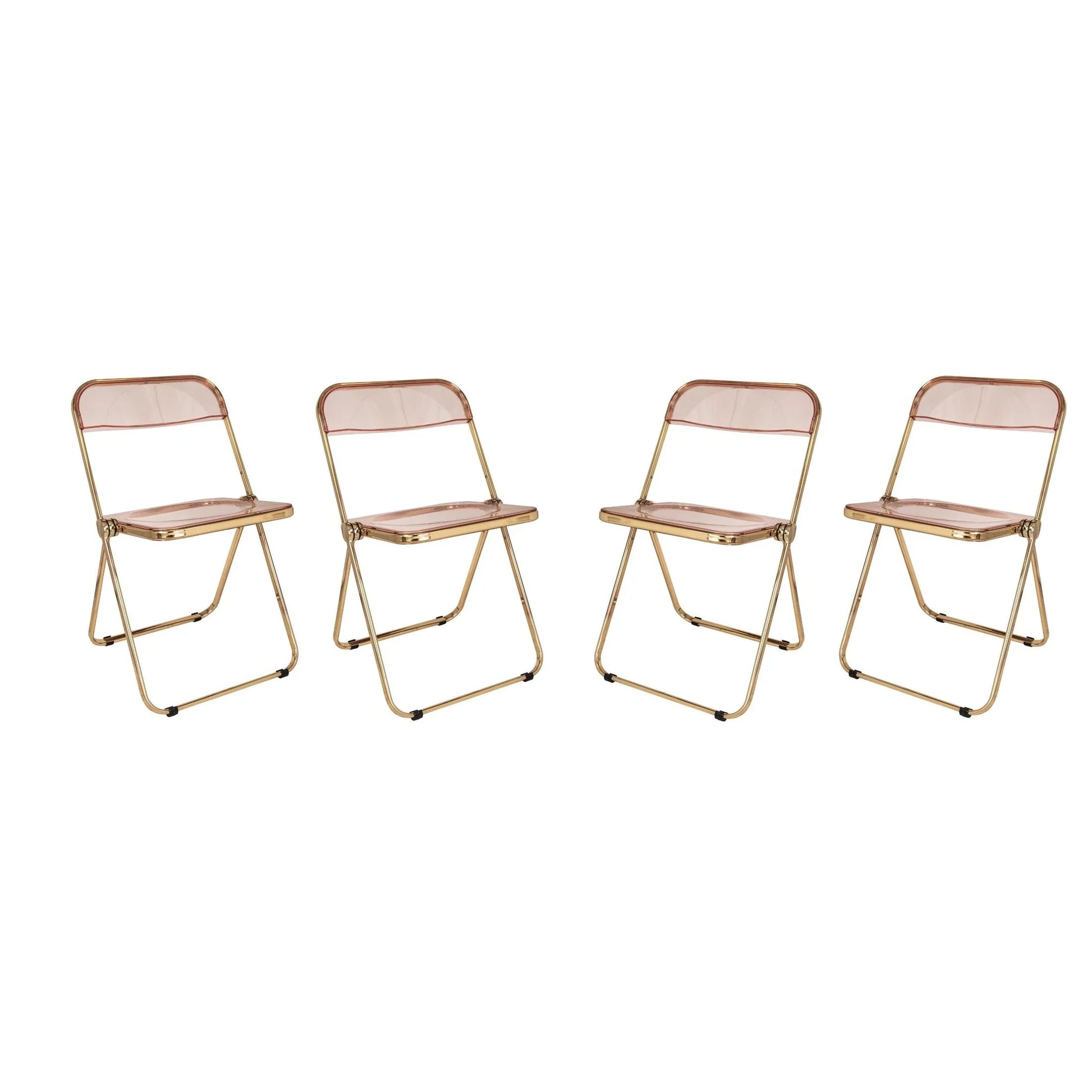 Lawrence Acrylic Folding Chair With Gold Metal Frame Set of 4 - Elax Furniture