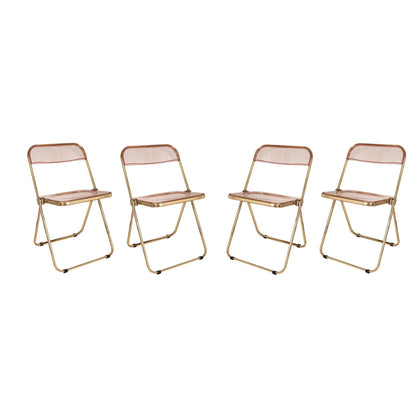 Lawrence Acrylic Folding Chair With Gold Metal Frame Set of 4 - Elax Furniture