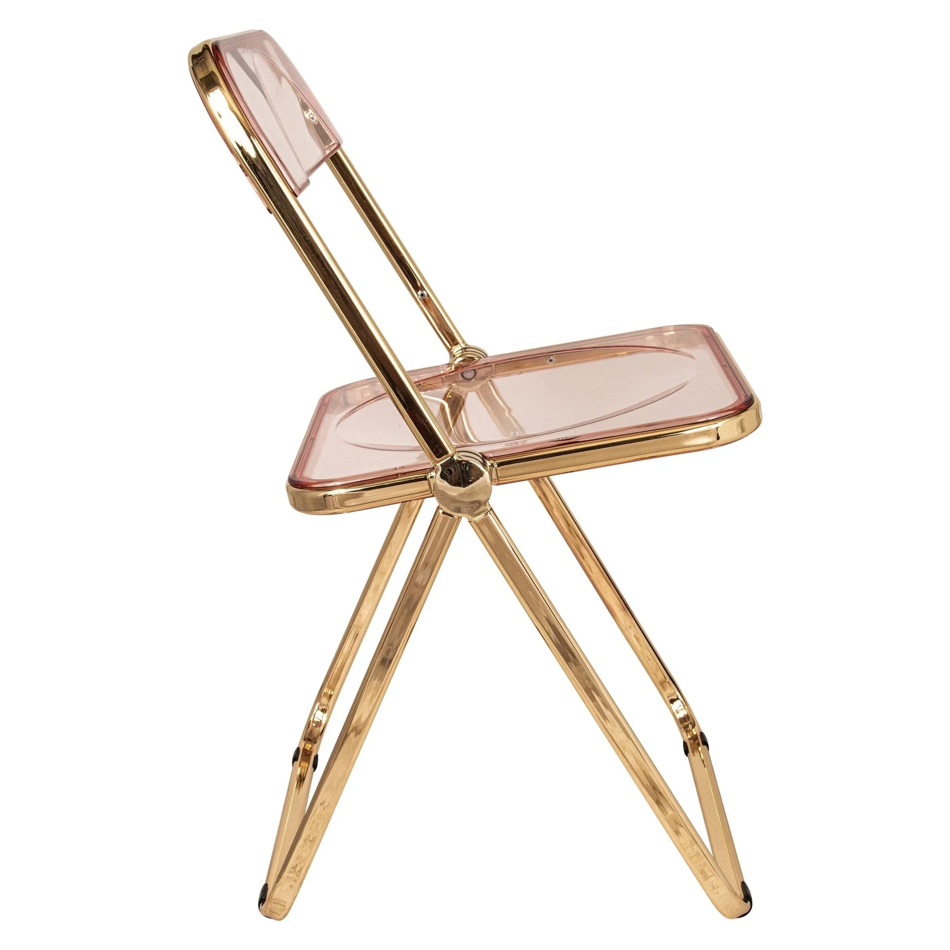 Lawrence Acrylic Folding Chair With Gold Metal Frame Set of 4 - Elax Furniture
