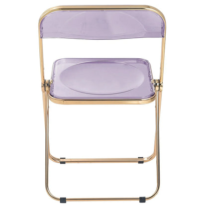 Lawrence Acrylic Folding Chair With Gold Metal Frame Set of 2 - Elax Furniture