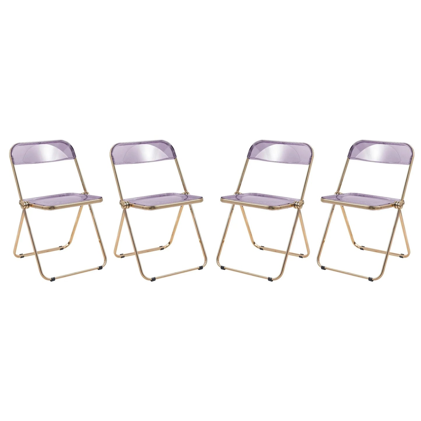 Lawrence Acrylic Folding Chair With Gold Metal Frame Set of 4 - Elax Furniture