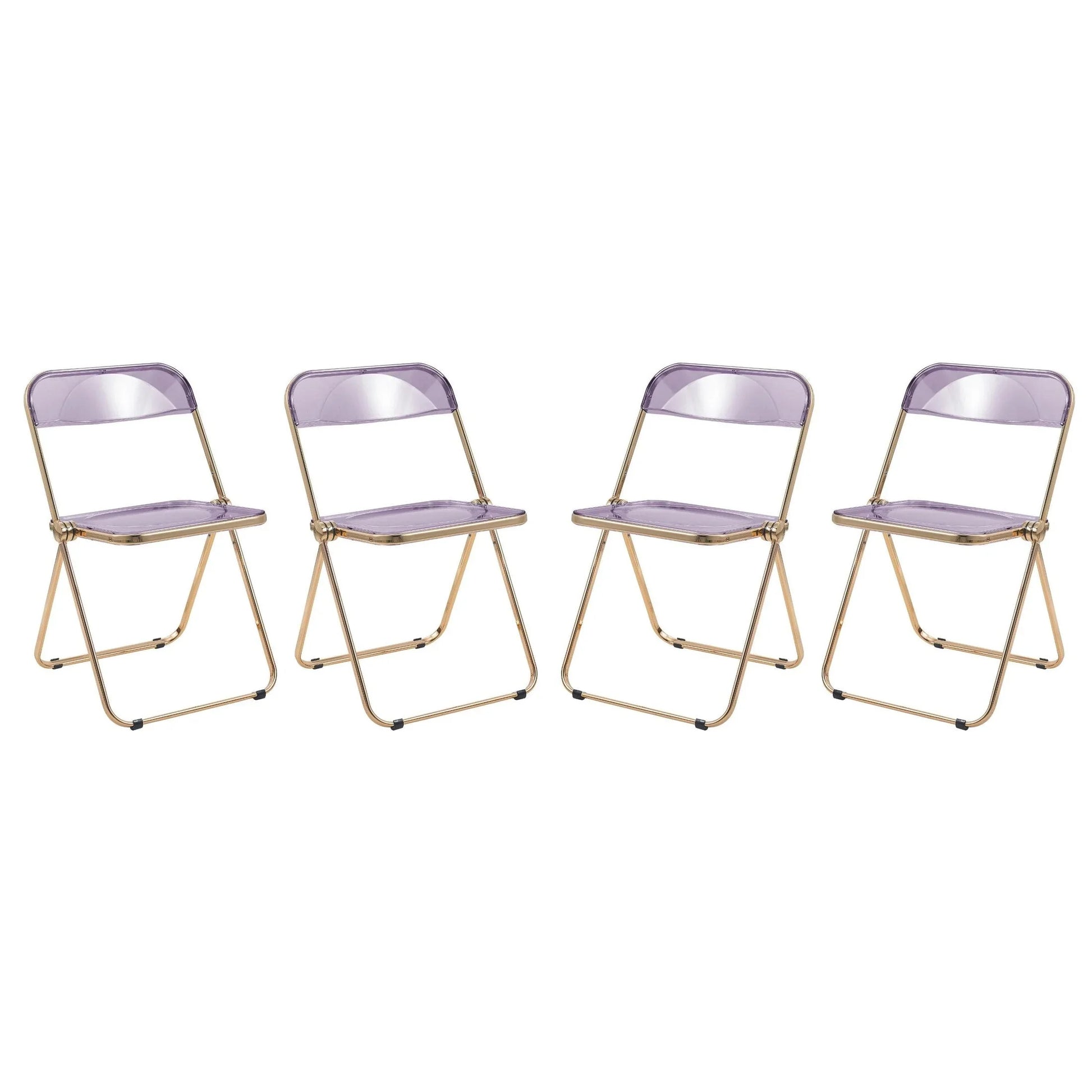 Lawrence Acrylic Folding Chair With Gold Metal Frame Set of 4 - Elax Furniture