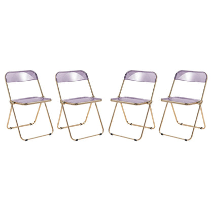 Lawrence Acrylic Folding Chair With Gold Metal Frame Set of 4 - Elax Furniture