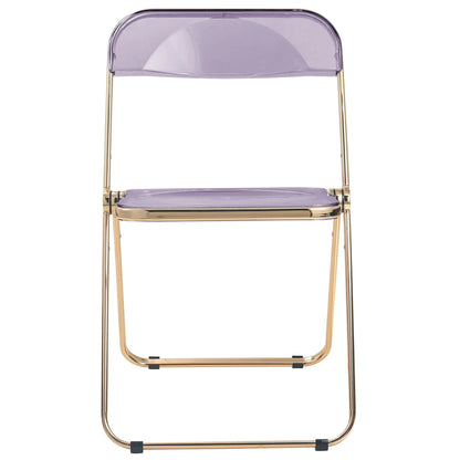 Lawrence Acrylic Folding Chair With Gold Metal Frame Set of 4 - Elax Furniture