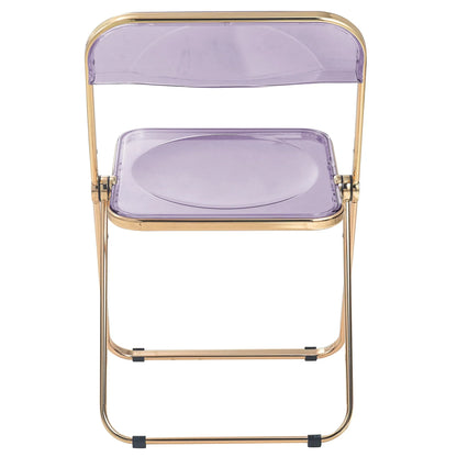 Lawrence Acrylic Folding Chair With Gold Metal Frame Set of 4 - Elax Furniture