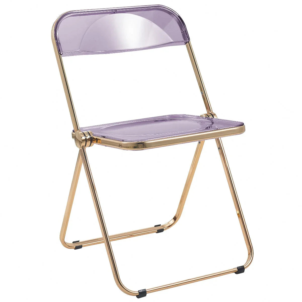 Lawrence Acrylic Folding Chair With Gold Metal Frame Set of 4 - Elax Furniture