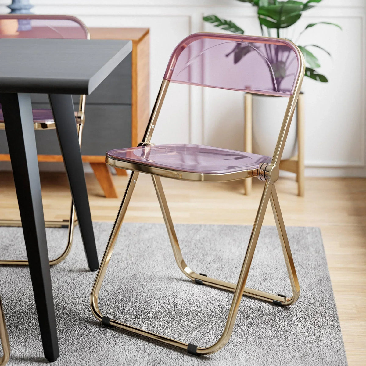 Lawrence Acrylic Folding Chair With Metal Frame - Elax Furniture