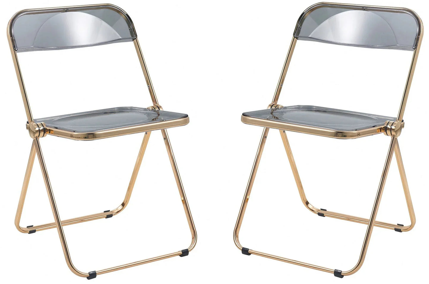 Lawrence Acrylic Folding Chair With Gold Metal Frame Set of 2 - Elax Furniture