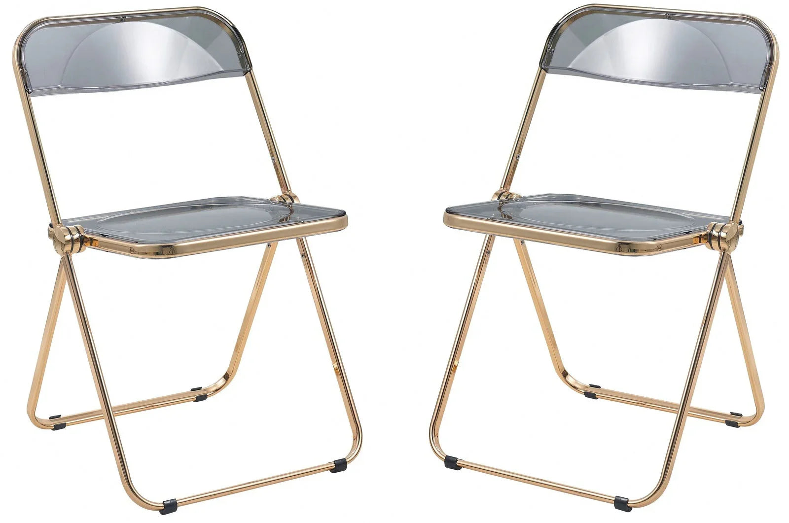 Lawrence Acrylic Folding Chair With Gold Metal Frame Set of 2 - Elax Furniture