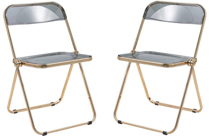Lawrence Acrylic Folding Chair With Gold Metal Frame Set of 2 - Elax Furniture