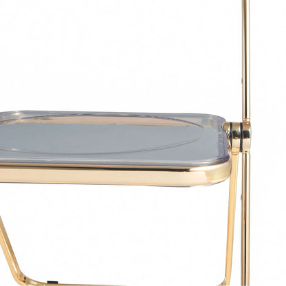 Lawrence Acrylic Folding Chair With Gold Metal Frame Set of 2 - Elax Furniture
