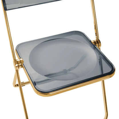 Lawrence Acrylic Folding Chair With Gold Metal Frame Set of 2 - Elax Furniture