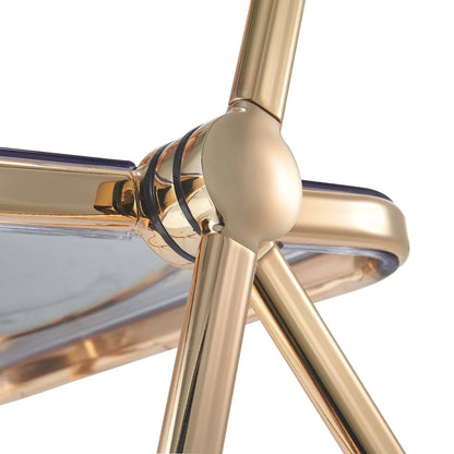 Lawrence Acrylic Folding Chair With Gold Metal Frame Set of 2 - Elax Furniture