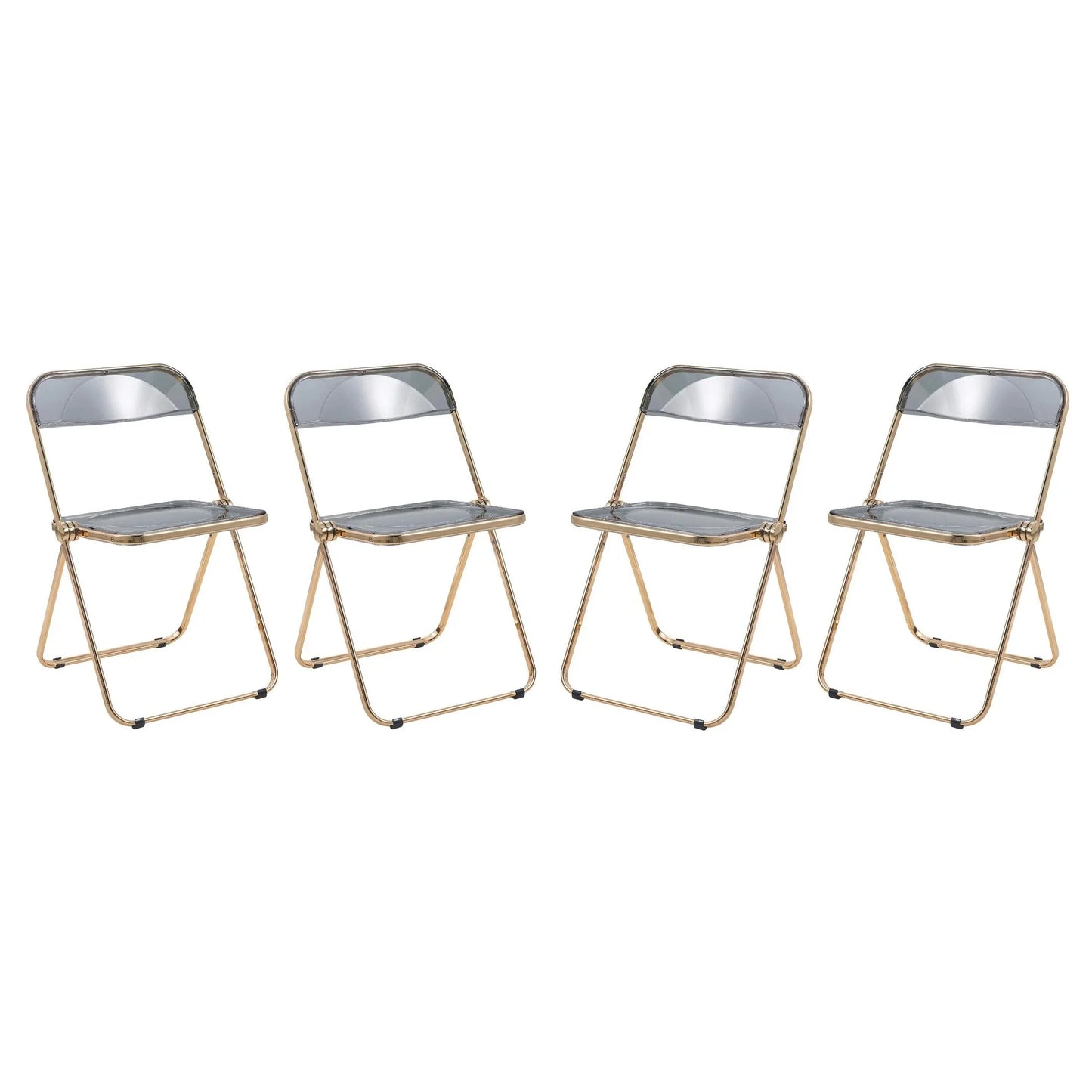 Lawrence Acrylic Folding Chair With Gold Metal Frame Set of 4 - Elax Furniture