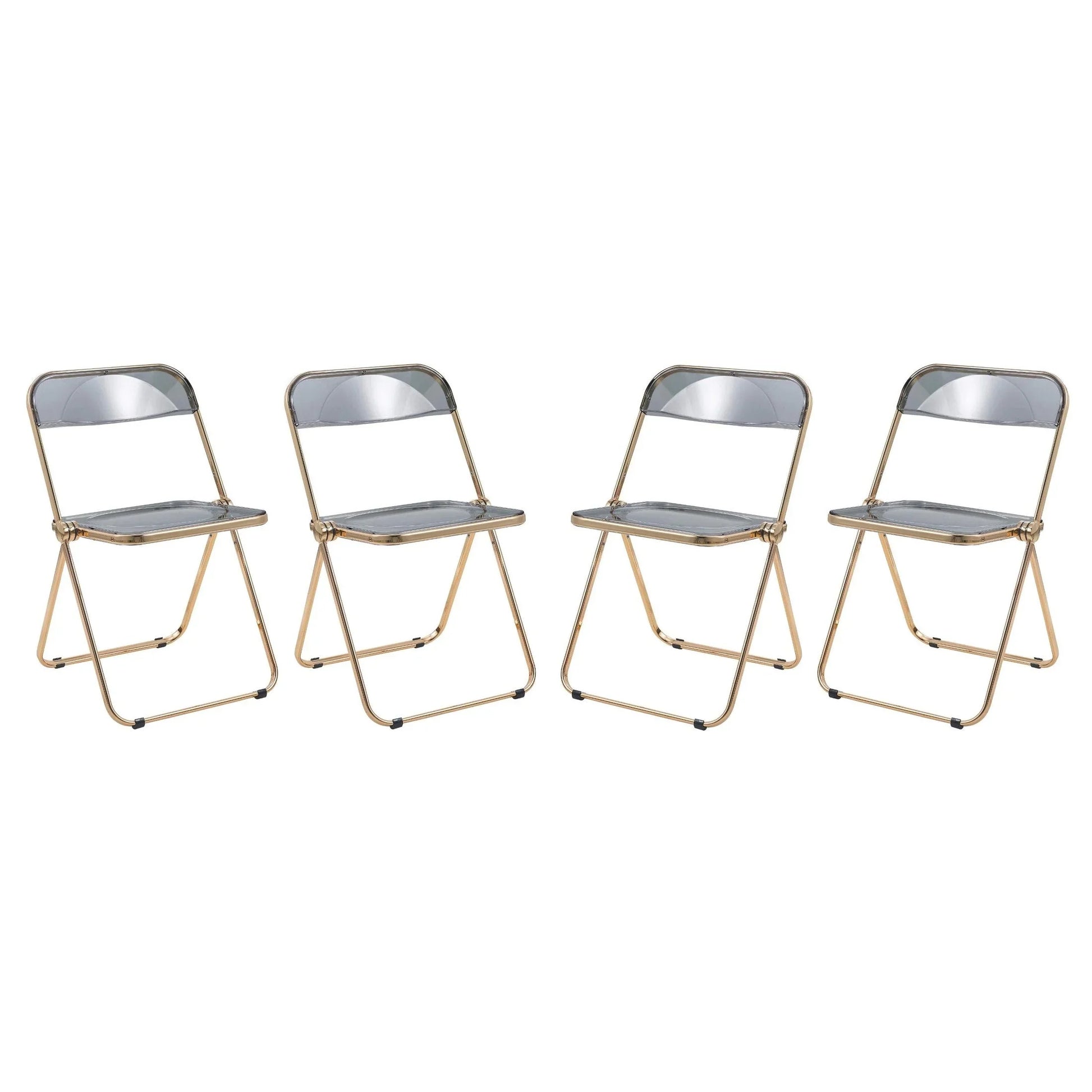 Lawrence Acrylic Folding Chair With Gold Metal Frame Set of 4 - Elax Furniture