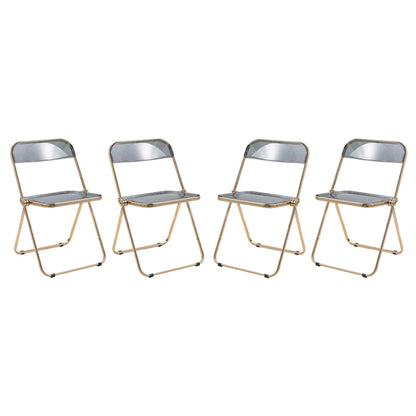 Lawrence Acrylic Folding Chair With Gold Metal Frame Set of 4 - Elax Furniture