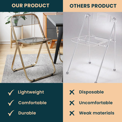 Lawrence Acrylic Folding Chair With Metal Frame - Elax Furniture