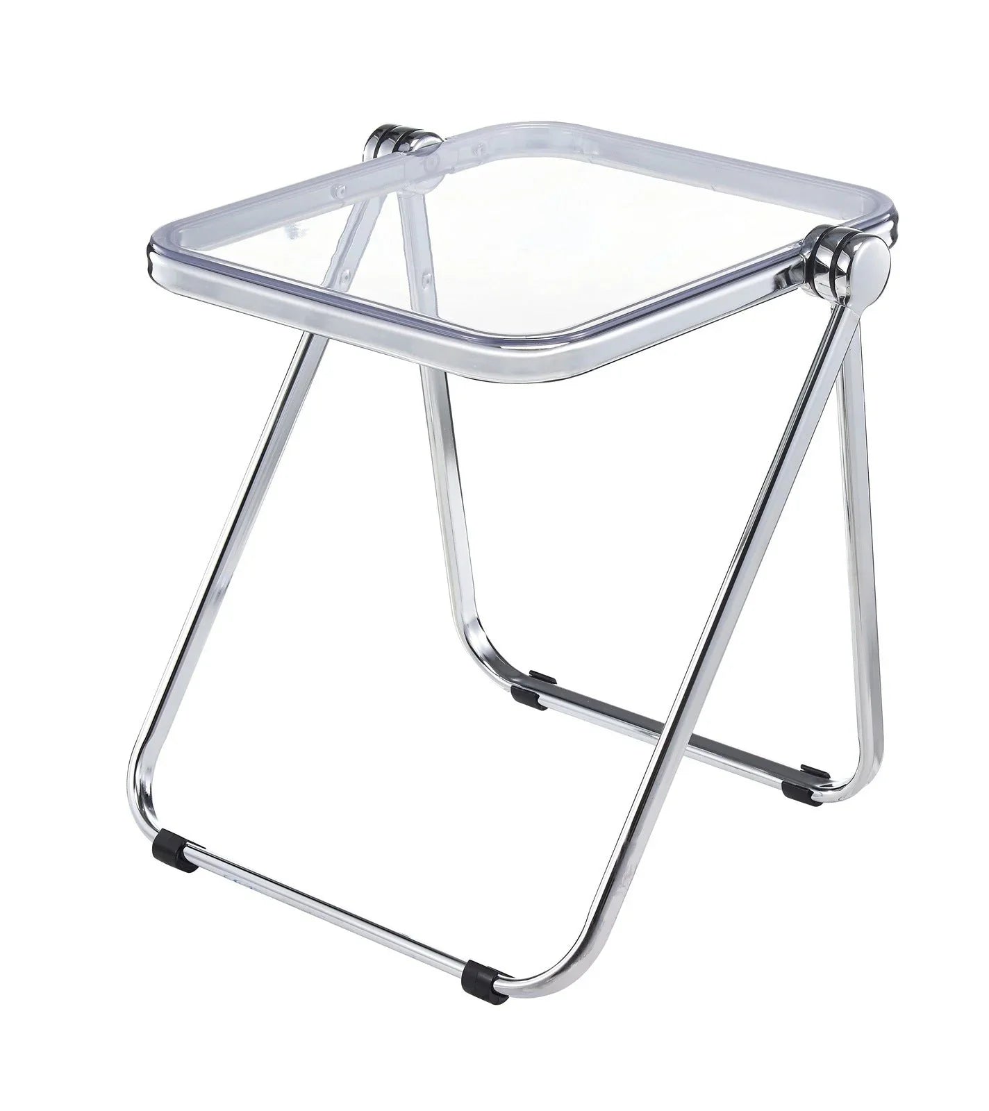 Lawrence Square Folding Side Table with Plastic Tabletop in Chrome Aluminum Frame - Elax Furniture