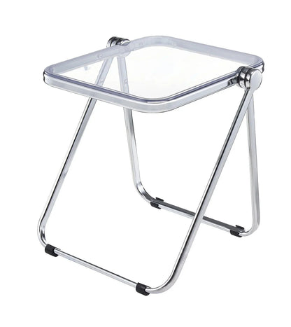 Lawrence Square Folding Side Table with Plastic Tabletop in Chrome Aluminum Frame - Elax Furniture