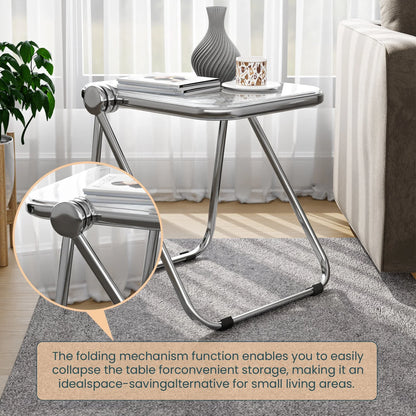 Lawrence Square Folding Side Table with Plastic Tabletop in Chrome Aluminum Frame - Elax Furniture