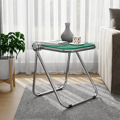 Lawrence Square Folding Side Table with Plastic Tabletop in Chrome Aluminum Frame - Elax Furniture