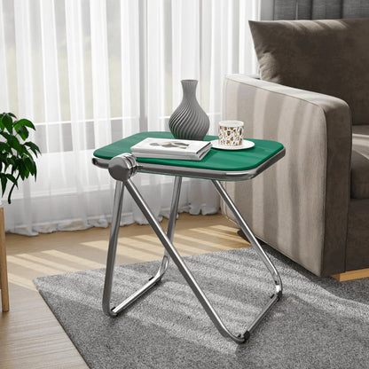 Lawrence Square Folding Side Table with Plastic Tabletop in Chrome Aluminum Frame - Elax Furniture
