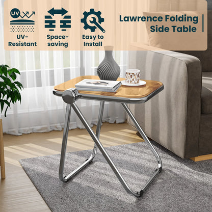 Lawrence Square Folding Side Table with Plastic Tabletop in Chrome Aluminum Frame - Elax Furniture