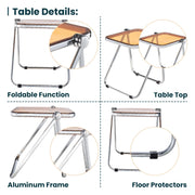 Lawrence Square Folding Side Table with Plastic Tabletop in Chrome Aluminum Frame - Elax Furniture