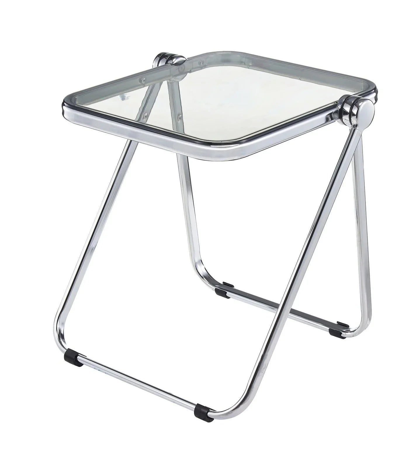 Lawrence Square Folding Side Table with Plastic Tabletop in Chrome Aluminum Frame - Elax Furniture