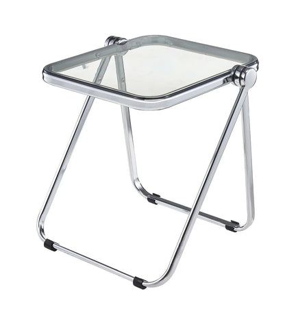 Lawrence Square Folding Side Table with Plastic Tabletop in Chrome Aluminum Frame - Elax Furniture