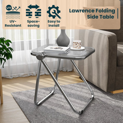 Lawrence Square Folding Side Table with Plastic Tabletop in Chrome Aluminum Frame - Elax Furniture
