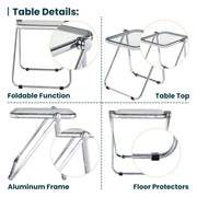 Lawrence Square Folding Side Table with Plastic Tabletop in Chrome Aluminum Frame - Elax Furniture