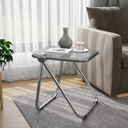 Lawrence Square Folding Side Table with Plastic Tabletop in Chrome Aluminum Frame - Elax Furniture