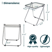 Lawrence Square Folding Side Table with Plastic Tabletop in Chrome Aluminum Frame - Elax Furniture