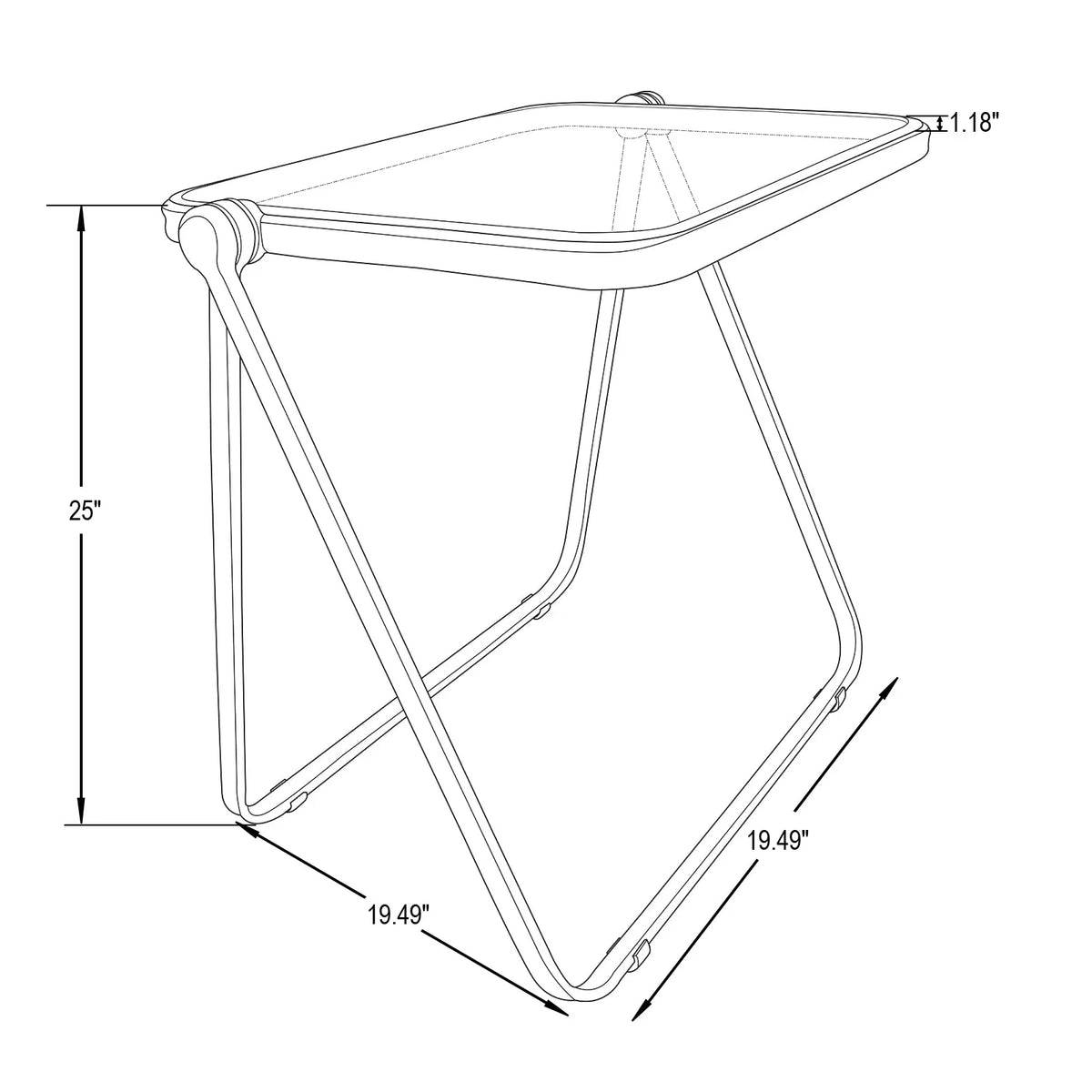 Square Folding Side Table with Plastic Tabletop and Iron Frame - Elax Furniture