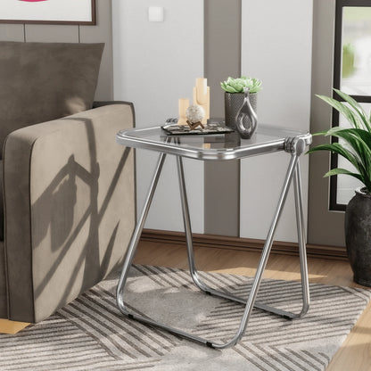 Square Folding Side Table with Plastic Tabletop and Iron Frame - Elax Furniture