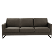 Lincoln 3-Seater Sofa Upholstered in Velvet/Leather with Black/Silver/Gold Steel Base Velvet Black Dark Grey Sofa LeisureMod