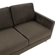 Lincoln 3-Seater Sofa Upholstered in Velvet/Leather with Black/Silver/Gold Steel Base Velvet Gold Dark Grey Sofa LeisureMod