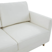 Lincoln 3-Seater Sofa Upholstered in Velvet/Leather with Black/Silver/Gold Steel Base Leather Gold White Sofa LeisureMod
