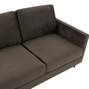 Lincoln 3-Seater Sofa Upholstered in Velvet/Leather with Black/Silver/Gold Steel Base Velvet Black Dark Grey Sofa LeisureMod