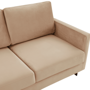 Lincoln 3-Seater Sofa Upholstered in Velvet/Leather with Black/Silver/Gold Steel Base Velvet Black Beige Sofa LeisureMod