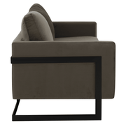 Lincoln 3-Seater Sofa Upholstered in Velvet/Leather with Black/Silver/Gold Steel Base Velvet Black Dark Grey Sofa LeisureMod