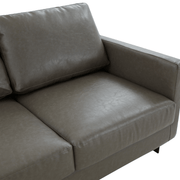 Lincoln 3-Seater Sofa Upholstered in Velvet/Leather with Black/Silver/Gold Steel Base Leather Black Grey Sofa LeisureMod